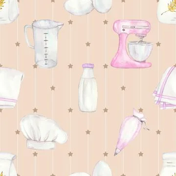 Seamless repeating pattern baking with love Stock Illustration