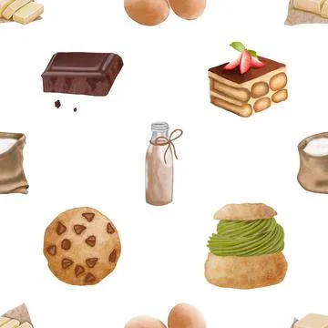 Seamless repeating pattern baking with love Stock Illustration