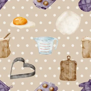 Seamless repeating pattern baking with love Stock Illustration