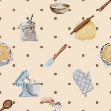 Seamless repeating pattern baking with love Illustrazione stock