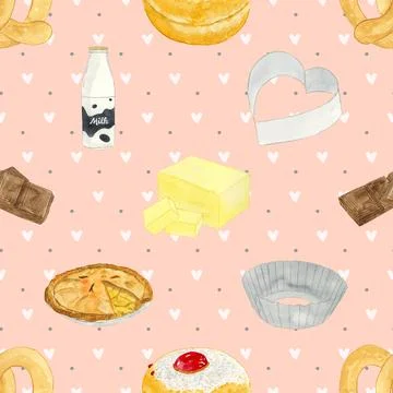 Seamless repeating pattern baking with love Illustrazione stock