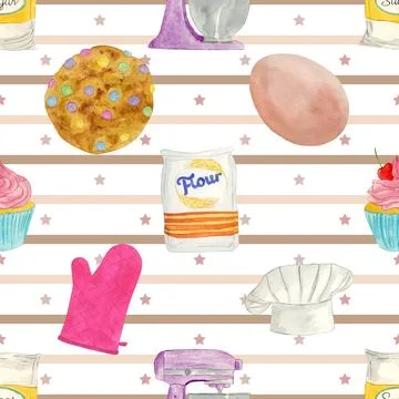 Seamless repeating pattern baking with love Stock Illustration