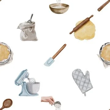 Seamless repeating pattern baking with love Stock Illustration