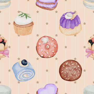 Seamless repeating pattern baking with love Stock Illustration