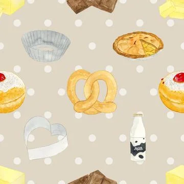 Seamless repeating pattern baking with love Illustrazione stock
