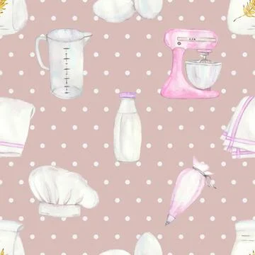 Seamless repeating pattern baking with love Stock Illustration