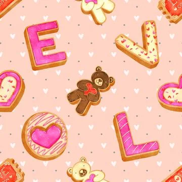 Seamless repeating pattern baking with love Stock Illustration