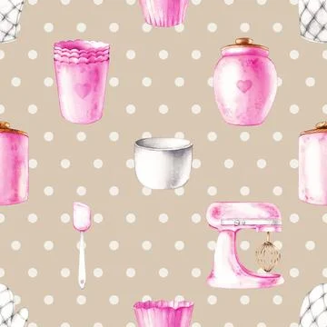 Seamless repeating pattern baking with love Stock Illustration
