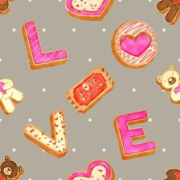 Seamless repeating pattern baking with love Stock Illustration