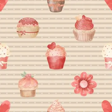 Seamless repeating pattern baking with love Stock Illustration