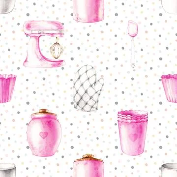 Seamless repeating pattern baking with love Stock Illustration
