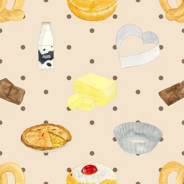 Seamless repeating pattern baking with love Illustrazione stock