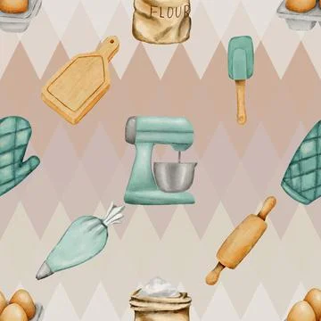 Seamless repeating pattern baking with love Illustrazione stock