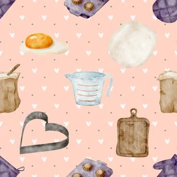 Seamless repeating pattern baking with love Stock Illustration
