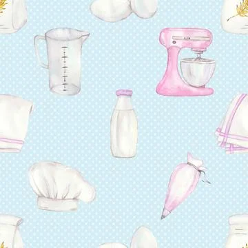 Seamless repeating pattern baking with love Stock Illustration