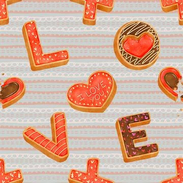 Seamless repeating pattern baking with love 스톡 일러스트