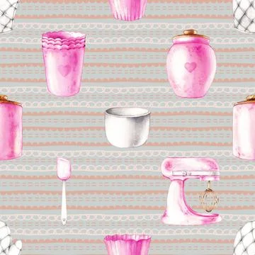 Seamless repeating pattern baking with love Illustrazione stock