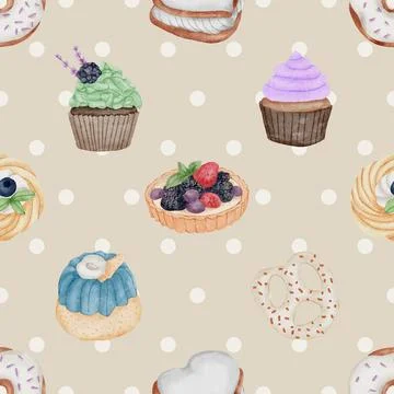Seamless repeating pattern baking with love Stock Illustration