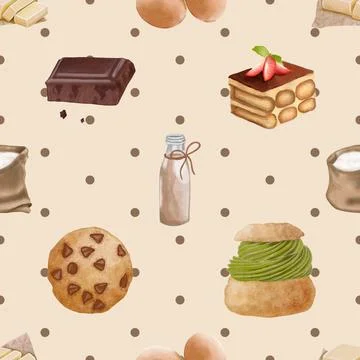 Seamless repeating pattern baking with love Stock Illustration