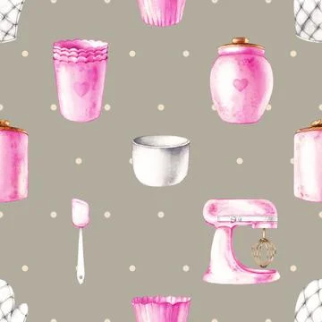 Seamless repeating pattern baking with love Stock Illustration