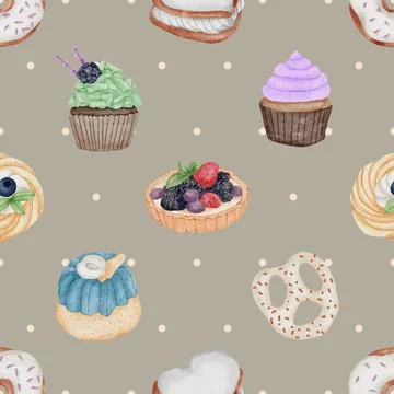 Seamless repeating pattern baking with love Stock Illustration