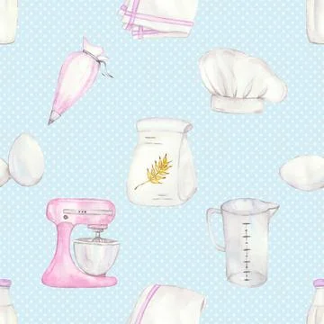 Seamless repeating pattern baking with love Stock Illustration