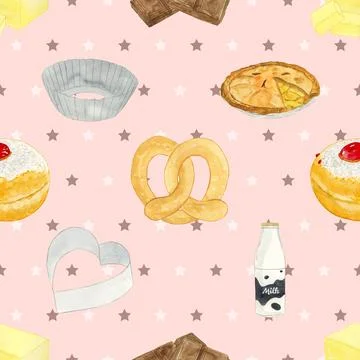 Seamless repeating pattern baking with love Stock Illustration