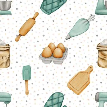 Seamless repeating pattern baking with love Stock Illustration