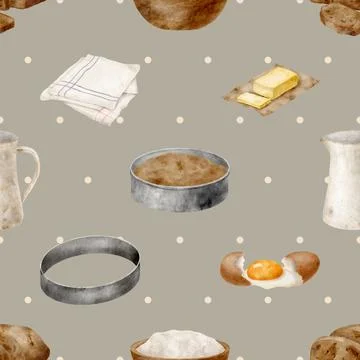 Seamless repeating pattern baking with love Stock Illustration