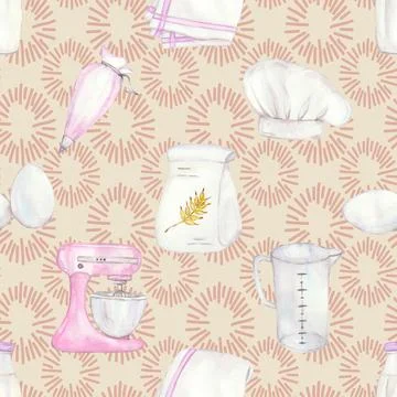 Seamless repeating pattern baking with love Illustrazione stock