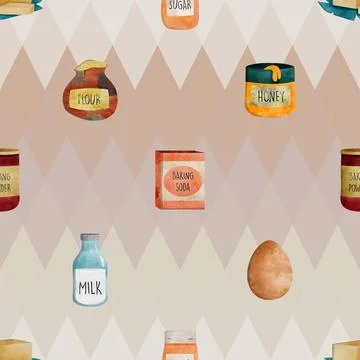 Seamless repeating pattern baking with love Stock Illustration