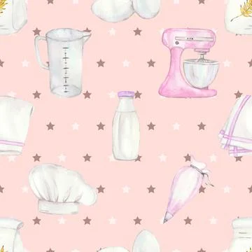 Seamless repeating pattern baking with love Stockillustratie