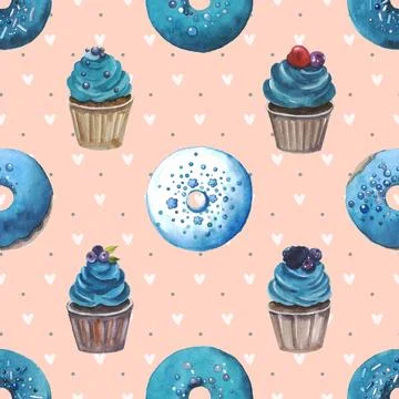 Seamless repeating pattern baking with love Stock Illustration