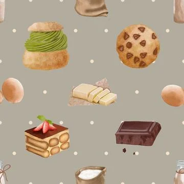 Seamless repeating pattern baking with love Stock Illustration