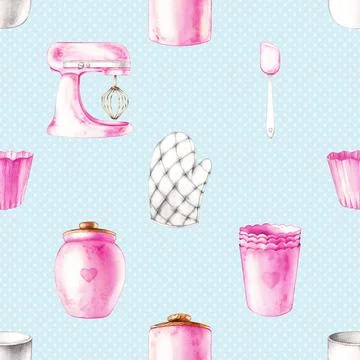 Seamless repeating pattern baking with love Stockillustratie