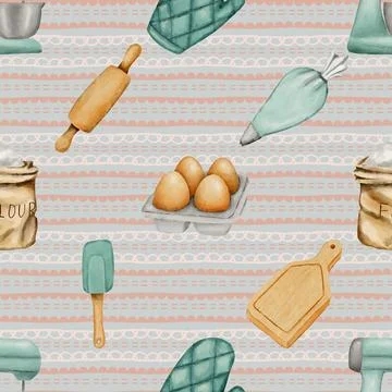 Seamless repeating pattern baking with love 스톡 일러스트