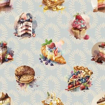 Seamless repeating pattern baking with love Stock Illustration