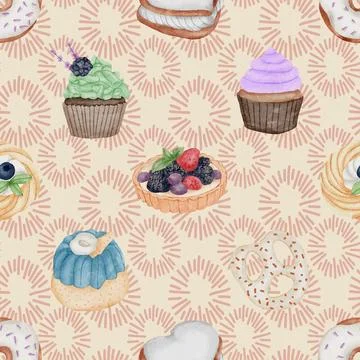 Seamless repeating pattern baking with love Illustrazione stock