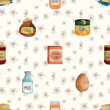 Seamless repeating pattern baking with love Stock Illustration