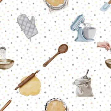 Seamless repeating pattern baking with love Stock Illustration