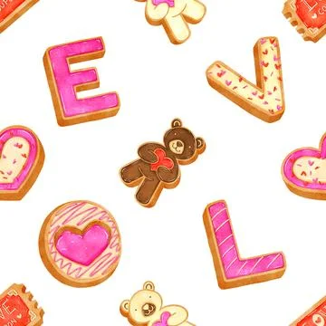 Seamless repeating pattern baking with love Stock Illustration