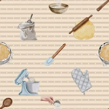 Seamless repeating pattern baking with love Stock Illustration