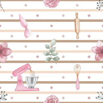 Seamless repeating pattern baking with love Stock Illustration