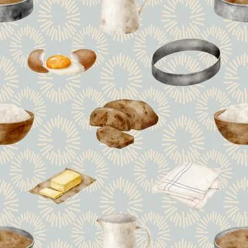 Seamless repeating pattern baking with love Stock Illustration