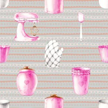 Seamless repeating pattern baking with love Illustrazione stock