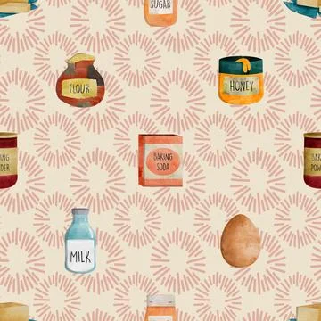 Seamless repeating pattern baking with love Stock Illustration