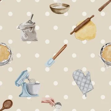 Seamless repeating pattern baking with love Illustrazione stock