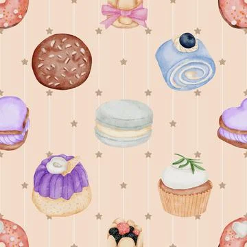 Seamless repeating pattern baking with love Stock Illustration