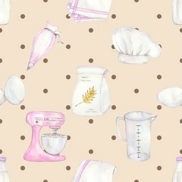 Seamless repeating pattern baking with love Stock Illustration