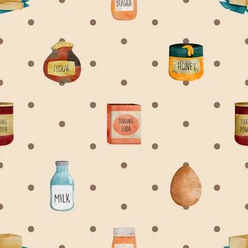 Seamless repeating pattern baking with love Stock Illustration